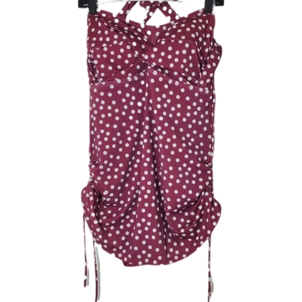 Swimsuits For All Women's Side Cinched Polka Dot Halter One‎ Piece Swimsuit